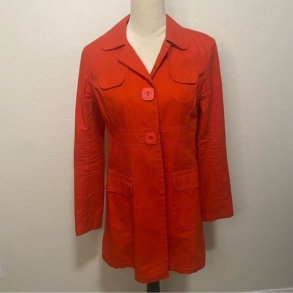 Tara Jarmon for Target red orange mod trench coat Size M - Picture 2 of 10